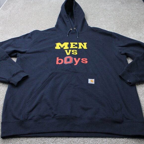 Carhartt Barstool Michigan Ohio State Hoodie Mens XL Blue Men vs Boys Sweatshirt - Picture 2 of 15